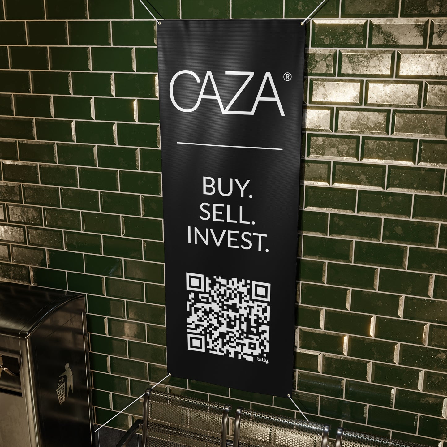 Buy. Sell. Invest. | Matte Banner (Black)