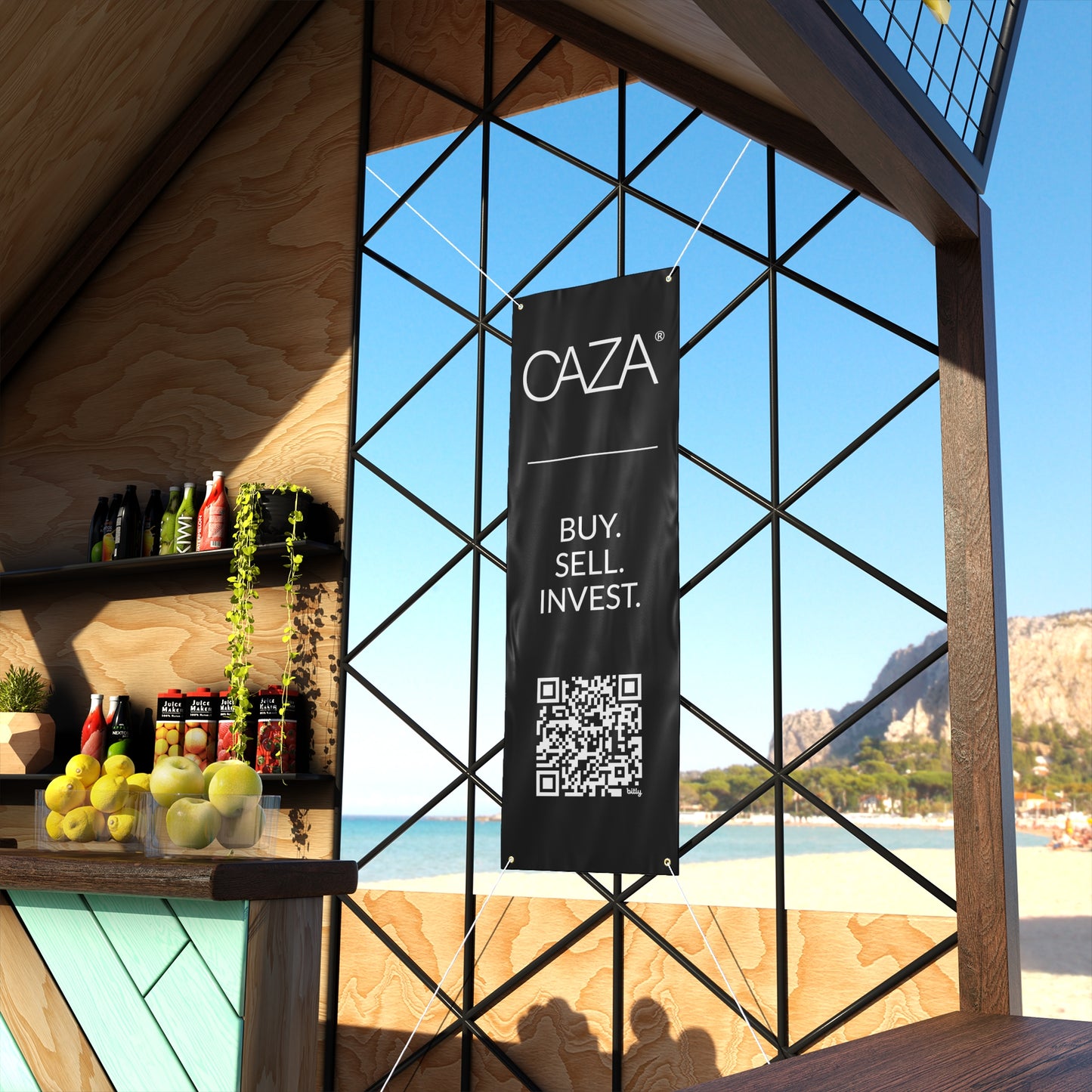 Buy. Sell. Invest. | Matte Banner (Black)